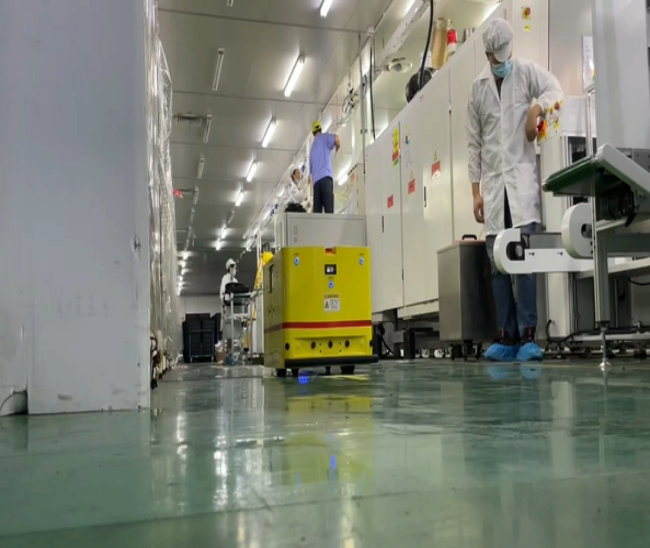 激光導航雙向背負式AGV應用