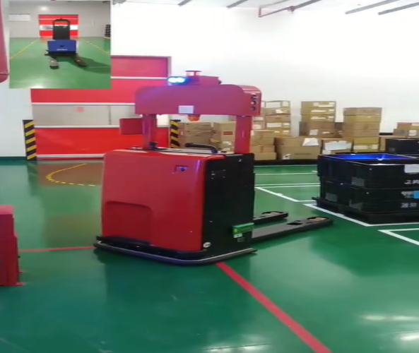 激光叉車上下電梯應用